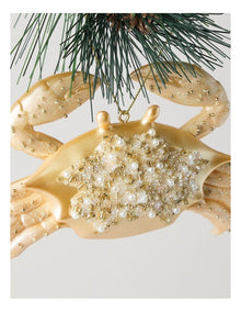 Eucalyptus Polyresin Crab Ornament in Gold: 10cm