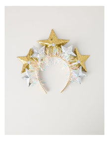 Nostalgia Glittered Stars Headband in Gold and Silver: 24cm