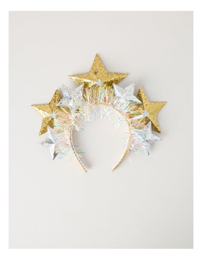 Nostalgia Glittered Stars Headband in Gold and Silver: 24cm
