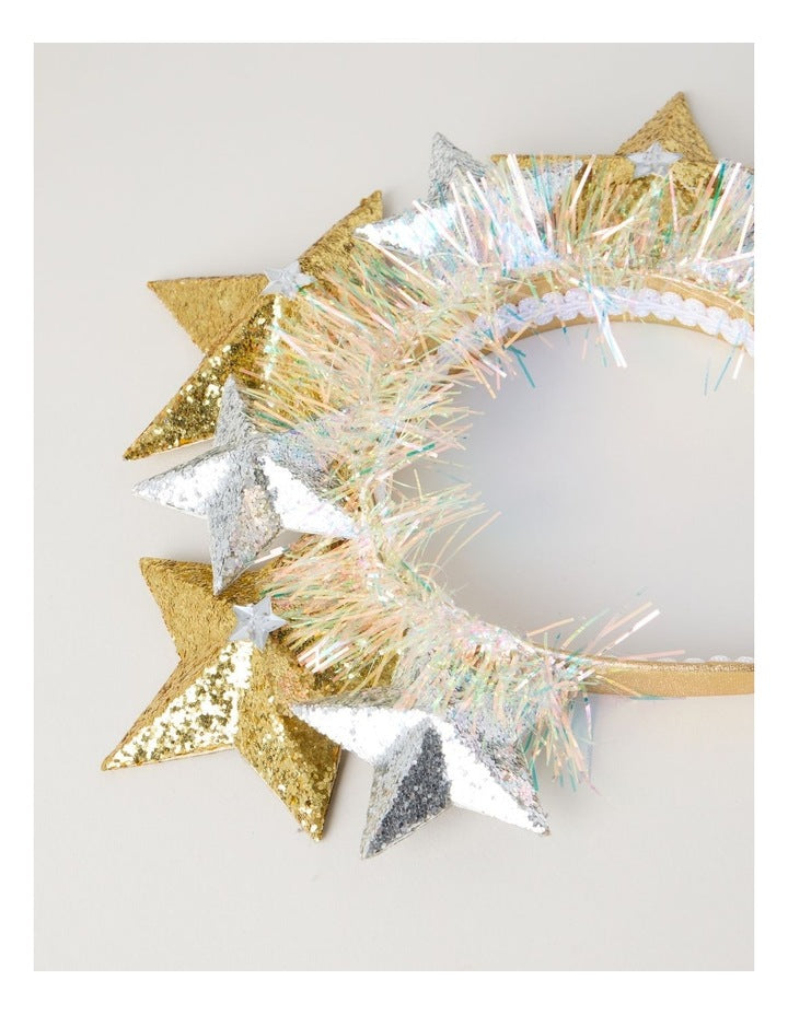 Nostalgia Glittered Stars Headband in Gold and Silver: 24cm