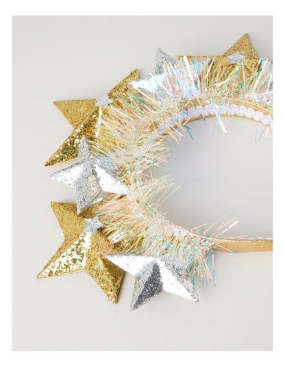 Nostalgia Glittered Stars Headband in Gold and Silver: 24cm