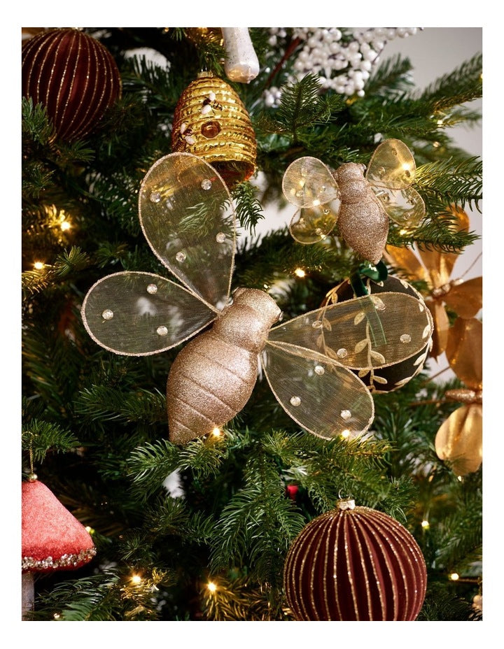 Harvest Christmas Plastic Oversized Glitter Bee in Gold: 25cm