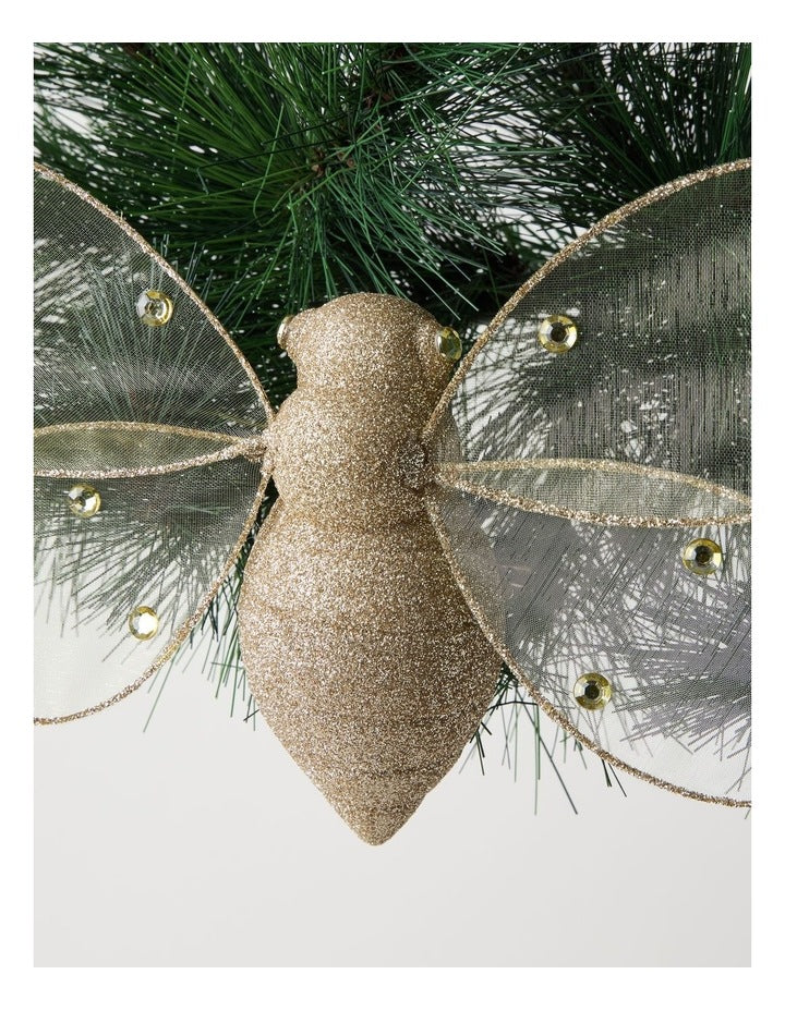 Harvest Christmas Plastic Oversized Glitter Bee in Gold: 25cm