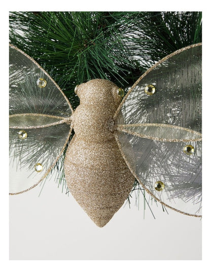 Harvest Christmas Plastic Oversized Glitter Bee in Gold: 25cm