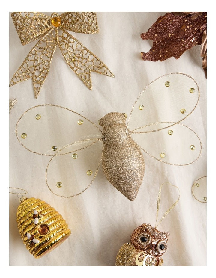 Harvest Christmas Plastic Oversized Glitter Bee in Gold: 25cm