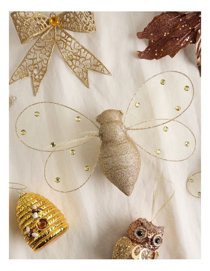 Harvest Christmas Plastic Oversized Glitter Bee in Gold: 25cm