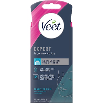 Veet Expert Face Hair Removal For Sensitive Skin Cold Wax Strips 20 pack