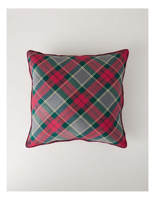 Heirloom Tartan Cushion with Velvet Trim in Red and Green: 45cm