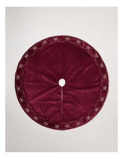 Heirloom Velvet Bows & Sequins Tree Skirt in Red: 120cm