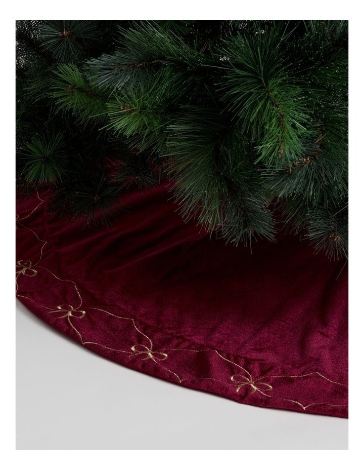 Heirloom Velvet Bows & Sequins Tree Skirt in Red: 120cm