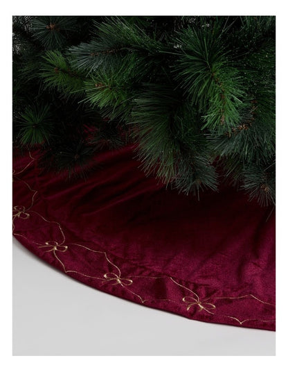 Heirloom Velvet Bows & Sequins Tree Skirt in Red: 120cm