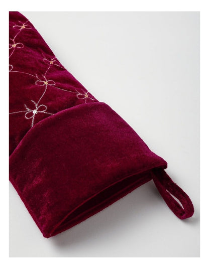 Heirloom Christmas Velvet Bows & Sequins Stocking in Red: 43cm