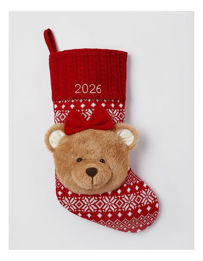 Heirloom Christmas 2026 Evie Charity Bear Felt Stocking in Multi: 42cm