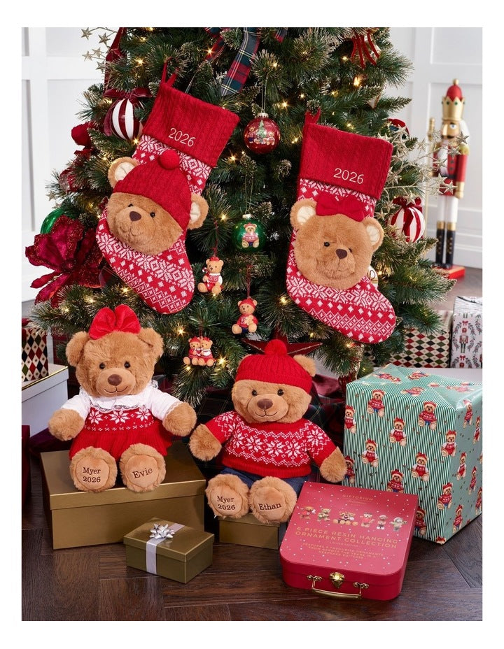 Heirloom Christmas 2026 Evie Charity Bear Felt Stocking in Multi: 42cm
