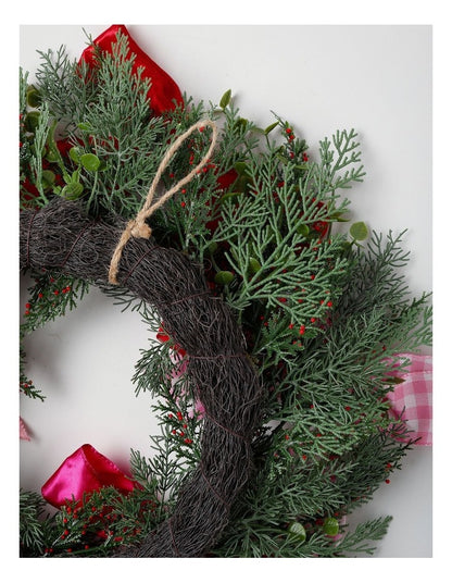 Nostalgia Christmas Wreath with Bows in Multicolour: 50cm