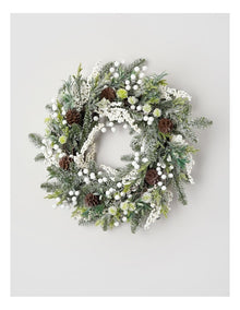 Harvest Christmas Pinecones & Frosted Berries Wreath in Green: 60cm