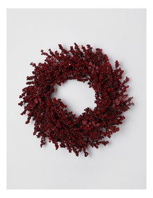 Heirloom  Christmas Berry Wreath with Frost in Red: 60cm
