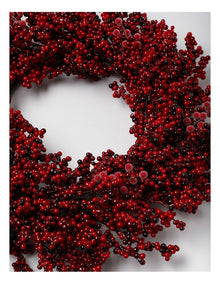 Heirloom  Christmas Berry Wreath with Frost in Red: 60cm