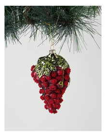 Heirloom Glass Grape Ornament in Red: 13cm