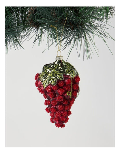 Heirloom Glass Grape Ornament in Red: 13cm