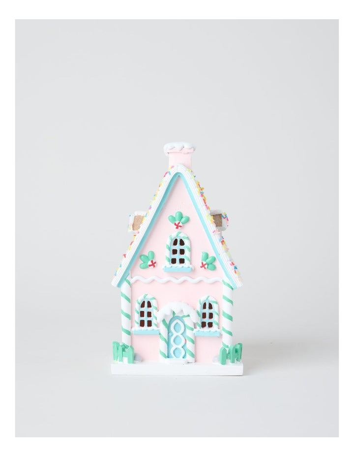 Nostalgia Resin Gingerbread House with LED in Multi: 22cm