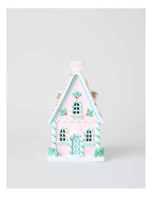 Nostalgia Resin Gingerbread House with LED in Multi: 22cm