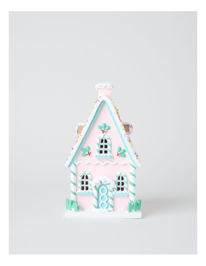 Nostalgia Resin Gingerbread House with LED in Multi: 22cm