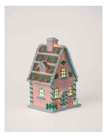 Nostalgia Resin Gingerbread House with LED in Multi: 22cm