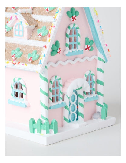 Nostalgia Resin Gingerbread House with LED in Multi: 22cm