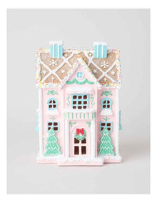 Nostalgia Resin Gingerbread House with LED in Multi: 27cm