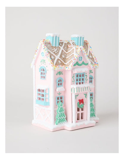 Nostalgia Resin Gingerbread House with LED in Multi: 27cm