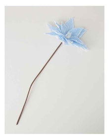 Luxe Fabric Poinsettia Pick in Blue: 58cm
