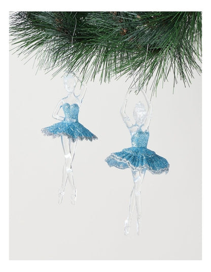 Luxe Christmas Plastic Ballerina Wearing Blue Glitter Tutu