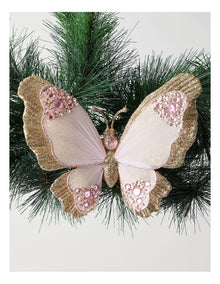Luxe Christmas Butterfly Clip in Pink and Champagne: 16cm