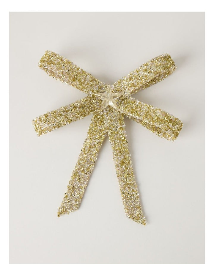 Luxe Plastic Oversized Bow Clip in Gold: 25cm
