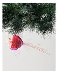 Eucalyptus Sequin Fish with Tail Ornament in Pink: 15 cm