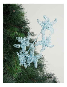 Eucalyptus Glitter Starfish Pick in Blue: 60cm
