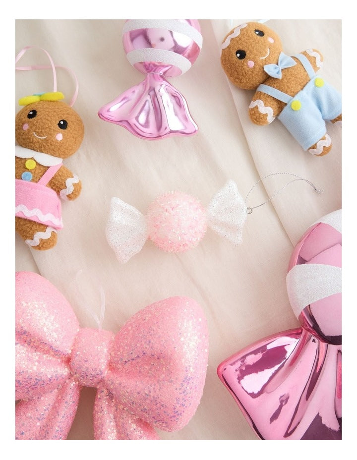 Nostalgia Christmas Plastic Glitter Candy Ornament in Pink: 12cm