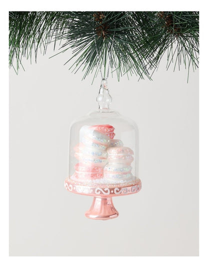 Nostalgia Christmas Glass Stacked Macaroon Ornament in Pink: 13cm
