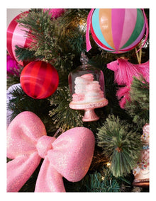 Nostalgia Christmas Glass Stacked Macaroon Ornament in Pink: 13cm
