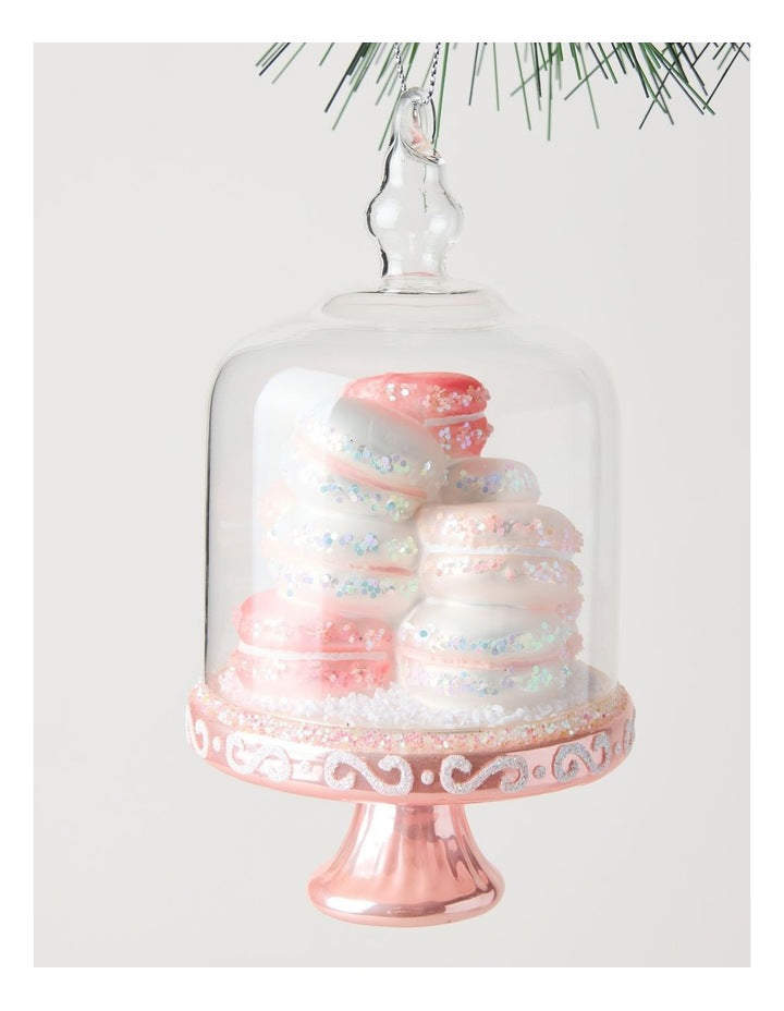 Nostalgia Christmas Glass Stacked Macaroon Ornament in Pink: 13cm