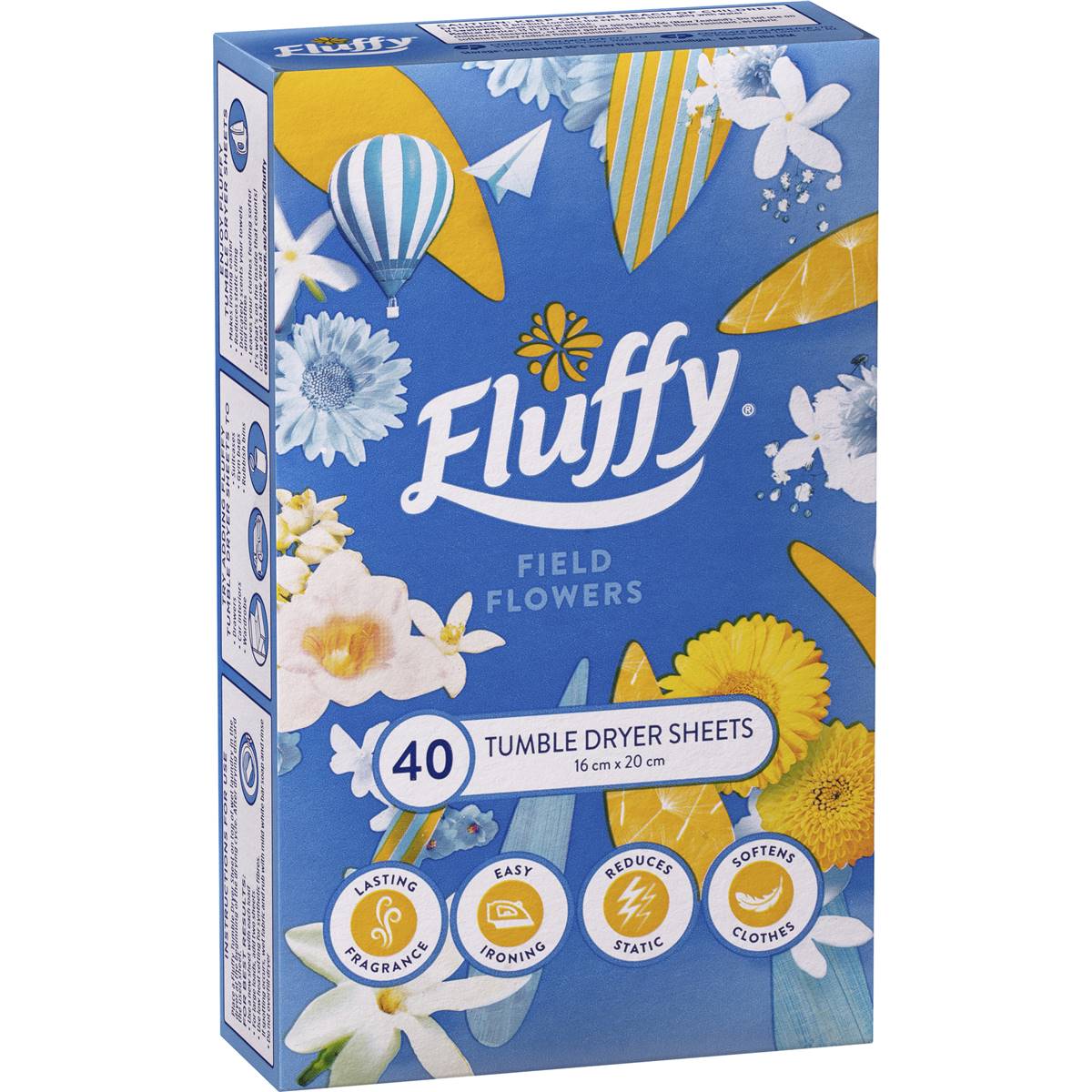 Fluffy Fabric Softener Dryer Sheets f/Flowers 40 Pack