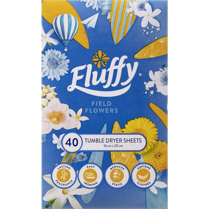 Fluffy Fabric Softener Dryer Sheets f/Flowers 40 Pack