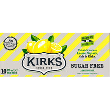 Kirks Sugar Free Lemon Squash Soft Drink Multipack Cans 375ml x10 Pack