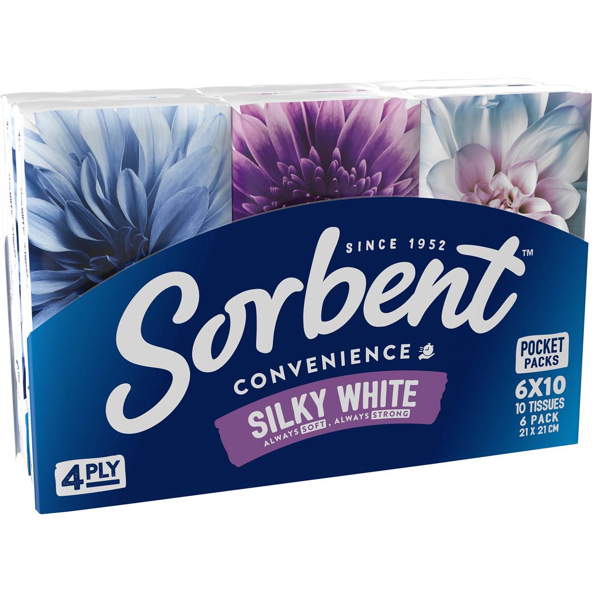 Sorbent Facial Tissues 4ply Pocket Pack 6 Pack