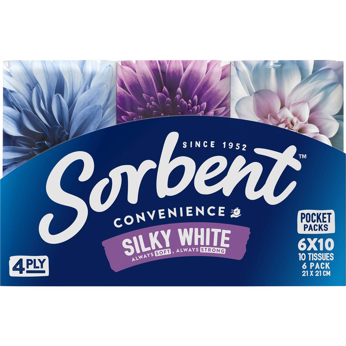 Sorbent Facial Tissues 4ply Pocket Pack 6 Pack