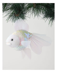 Eucalyptus Oversized Sequin Fish Ornament in White: 16cm