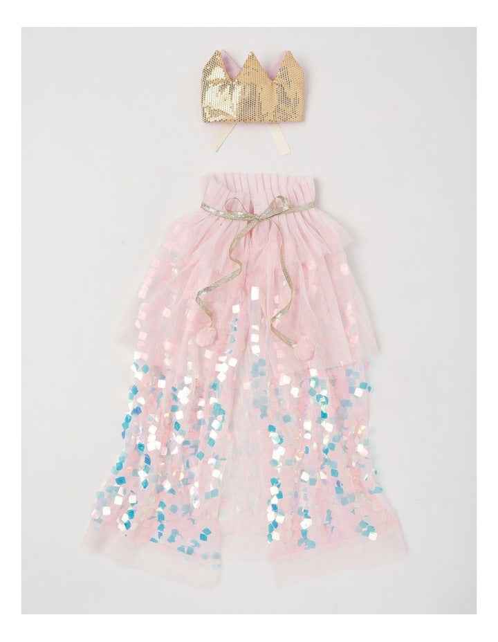 Sequin Crown and Cape Costume Set in Pink