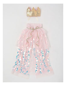 Sequin Crown and Cape Costume Set in Pink