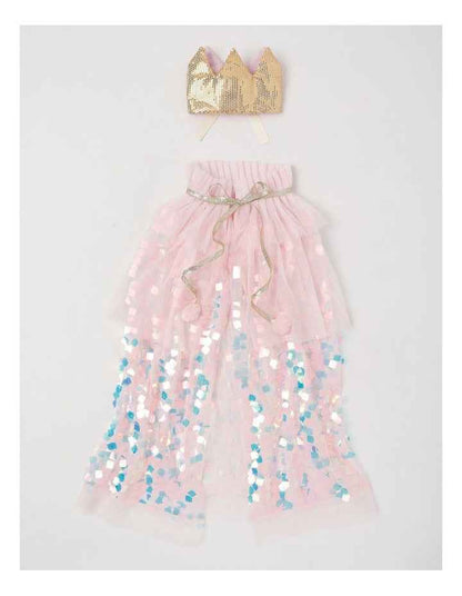 Sequin Crown and Cape Costume Set in Pink